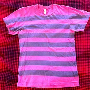 American Apparel- Pink and dark blue striped T-shirt